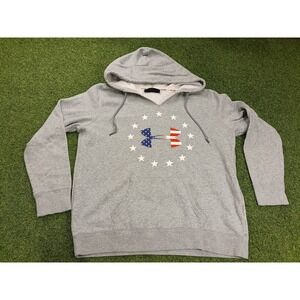 Under Armour Freedom‎ Coldgear Hoodie Womens L Gray Graphic American Flag Loose